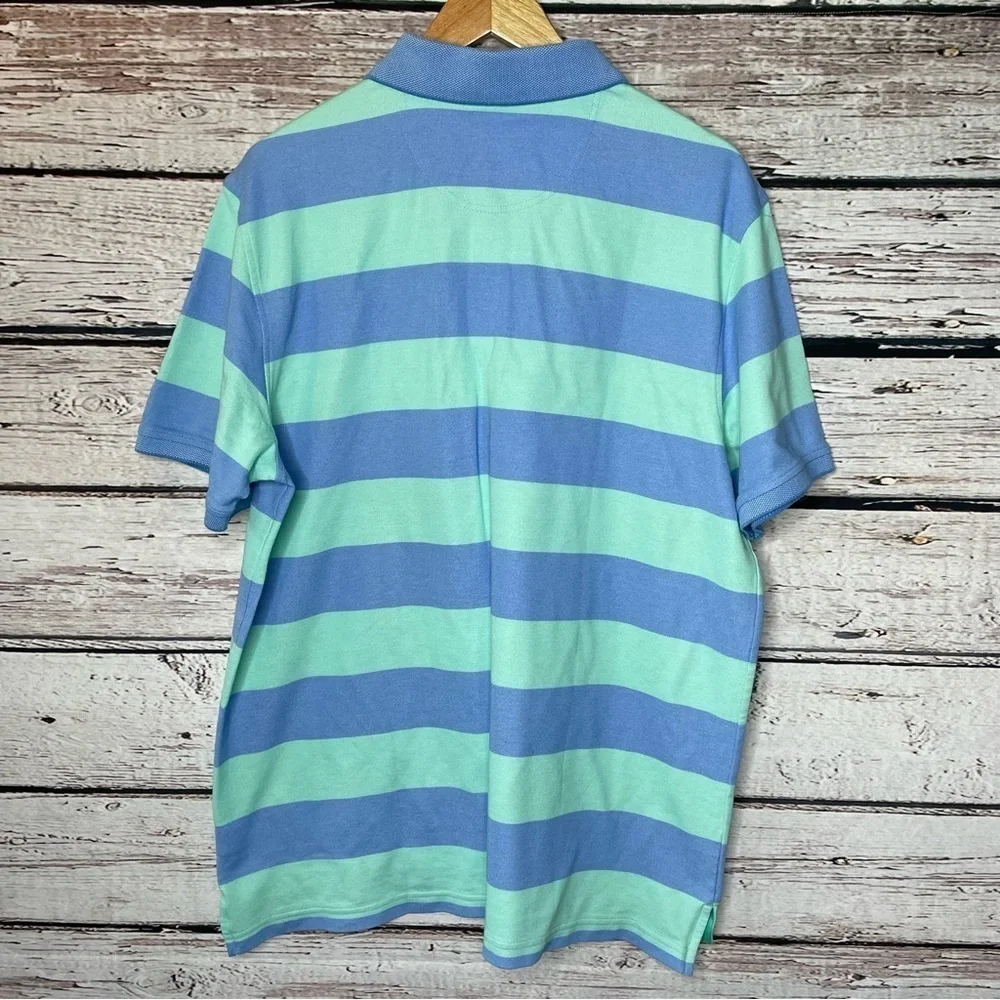 IZOD Men’s Advantage Performance Stretch Polo Shirt Size XL Blue‎ Green Striped